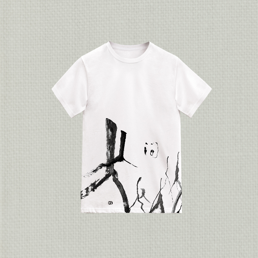 林夕筆風|全棉T-Shirt|人間|01|White