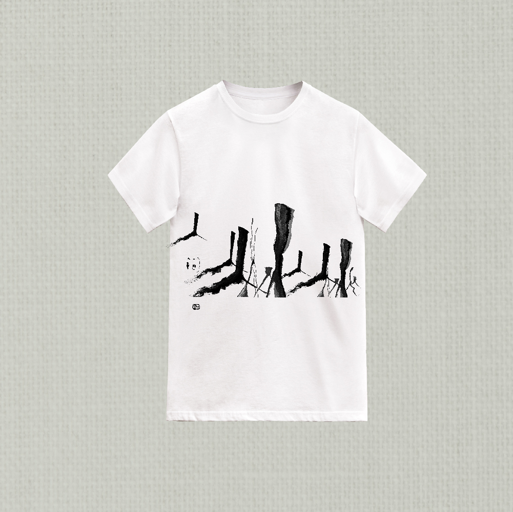 林夕筆風|全棉T-Shirt|人間|03|White